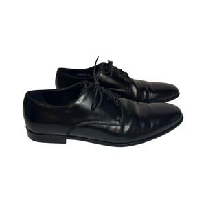 Dolce & Gabbana Raffaello Brushed Calfskin Derby Shoes US 10 High Shine Black
